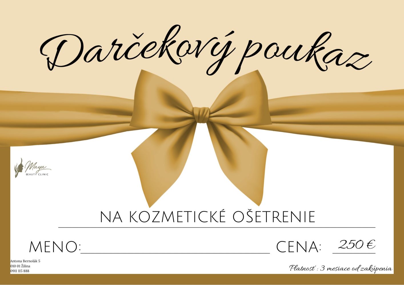 Darčekový poukaz na estetické ošetrenie